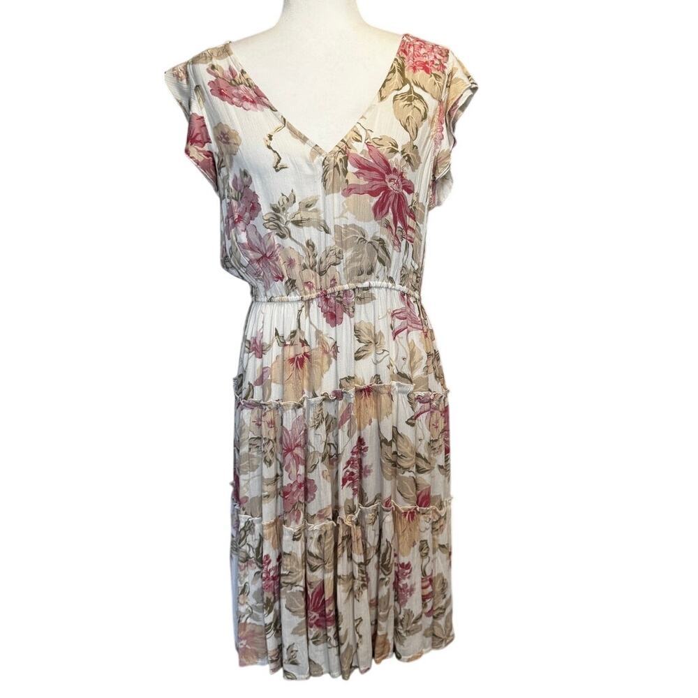 Frye x Anthropologie Floral Tiered Midi Dress – M